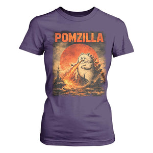 Pomzilla Dog Japanese Art T Shirt For Women Retro Vintage Dog Lover Pomeranian Pom Monster Kaiju TS10 Purple Print Your Wear