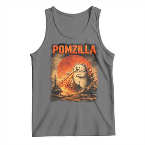 Pomzilla Dog Japanese Art Tank Top Retro Vintage Dog Lover Pomeranian Pom Monster Kaiju TS10 Black Heather Print Your Wear