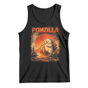 Pomzilla Dog Japanese Art Tank Top Retro Vintage Dog Lover Pomeranian Pom Monster Kaiju TS10 Black Print Your Wear