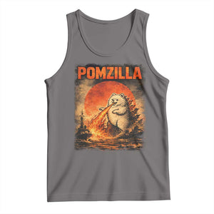 Pomzilla Dog Japanese Art Tank Top Retro Vintage Dog Lover Pomeranian Pom Monster Kaiju TS10 Deep Heather Print Your Wear