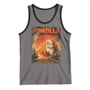 Pomzilla Dog Japanese Art Tank Top Retro Vintage Dog Lover Pomeranian Pom Monster Kaiju TS10 Deep Heather Black Print Your Wear