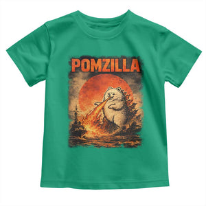 Pomzilla Dog Japanese Art Toddler T Shirt Retro Vintage Dog Lover Pomeranian Pom Monster Kaiju TS10 Irish Green Print Your Wear
