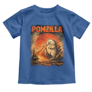 Pomzilla Dog Japanese Art Toddler T Shirt Retro Vintage Dog Lover Pomeranian Pom Monster Kaiju TS10 Royal Blue Print Your Wear