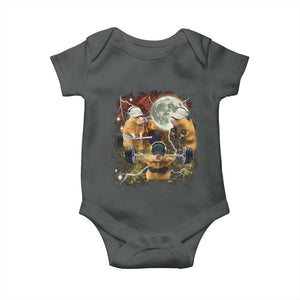 Hamster Deadlift Baby Onesie Funny Cute Rat Fitness Gym Weightlifting Meme TS10 Dark Heather Print Your Wear