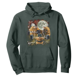 Hamster Deadlift Hoodie Funny Cute Rat Fitness Gym Weightlifting Meme TS10 Dark Forest Green Print Your Wear