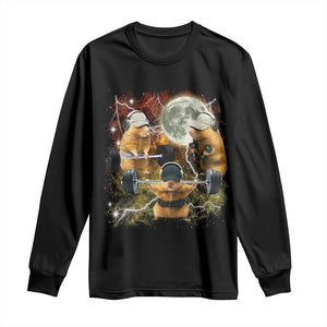 Hamster Deadlift Long Sleeve Shirt Funny Cute Rat Fitness Gym Weightlifting Meme TS10 Black Print Your Wear