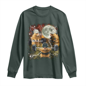 Hamster Deadlift Long Sleeve Shirt Funny Cute Rat Fitness Gym Weightlifting Meme TS10 Dark Forest Green Print Your Wear