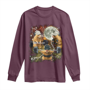 Hamster Deadlift Long Sleeve Shirt Funny Cute Rat Fitness Gym Weightlifting Meme TS10 Maroon Print Your Wear