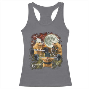Hamster Deadlift Racerback Tank Top Funny Cute Rat Fitness Gym Weightlifting Meme TS10 Charcoal Print Your Wear