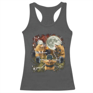Hamster Deadlift Racerback Tank Top Funny Cute Rat Fitness Gym Weightlifting Meme TS10 Dark Heather Print Your Wear