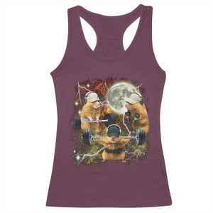 Hamster Deadlift Racerback Tank Top Funny Cute Rat Fitness Gym Weightlifting Meme TS10 Maroon Print Your Wear