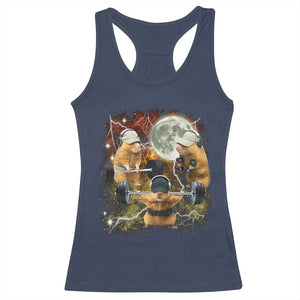 Hamster Deadlift Racerback Tank Top Funny Cute Rat Fitness Gym Weightlifting Meme TS10 Navy Print Your Wear