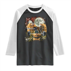 Hamster Deadlift Raglan Shirt Funny Cute Rat Fitness Gym Weightlifting Meme TS10 Black White Print Your Wear