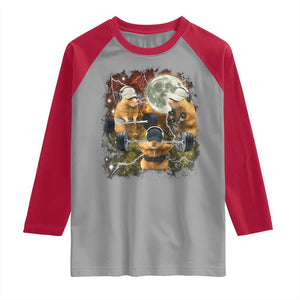 Hamster Deadlift Raglan Shirt Funny Cute Rat Fitness Gym Weightlifting Meme TS10 Sport Gray Red Print Your Wear