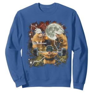 Hamster Deadlift Sweatshirt Funny Cute Rat Fitness Gym Weightlifting Meme TS10 Royal Blue Print Your Wear