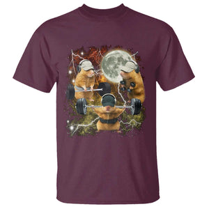 Hamster Deadlift T Shirt Funny Cute Rat Fitness Gym Weightlifting Meme TS10 Maroon Print Your Wear
