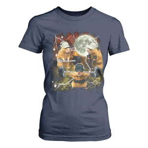 Hamster Deadlift T Shirt For Women Funny Cute Rat Fitness Gym Weightlifting Meme TS10 Navy Print Your Wear