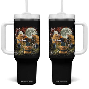 Hamster Deadlift Tumbler With Handle Funny Cute Rat Fitness Gym Weightlifting Meme TS10 One Size: 40 oz Black Print Your Wear