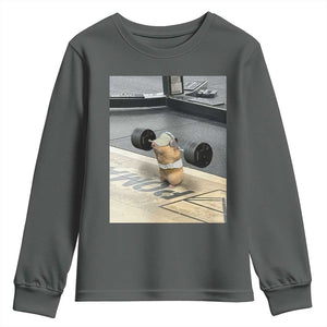 Hamster Gym Youth Sweatshirt Funny Rat Workout Weightlifting Pump Cover TS10 Dark Heather Print Your Wear