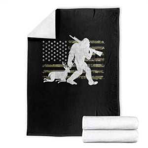 Bigfoot Camo Deer Hunting Throw Blanket Camo USA Flag Buck Season Sasquatch TS10 Black Print Your Wear