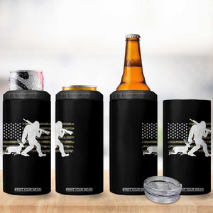 Bigfoot Camo Deer Hunting 4 in 1 Can Cooler Tumbler Camo USA Flag Buck Season Sasquatch TS10 Print Your Wear