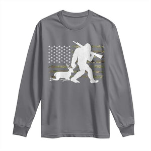 Bigfoot Camo Deer Hunting Long Sleeve Shirt Camo USA Flag Buck Season Sasquatch TS10 Charcoal Print Your Wear