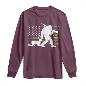 Bigfoot Camo Deer Hunting Long Sleeve Shirt Camo USA Flag Buck Season Sasquatch TS10 Maroon Print Your Wear