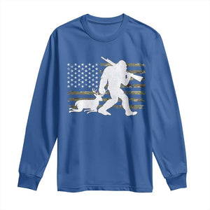 Bigfoot Camo Deer Hunting Long Sleeve Shirt Camo USA Flag Buck Season Sasquatch TS10 Royal Blue Print Your Wear
