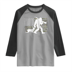 Bigfoot Camo Deer Hunting Raglan Shirt Camo USA Flag Buck Season Sasquatch TS10 Sport Gray Black Print Your Wear