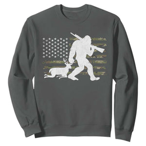 Bigfoot Camo Deer Hunting Sweatshirt Camo USA Flag Buck Season Sasquatch TS10 Dark Heather Print Your Wear