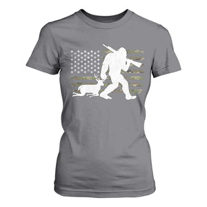 Bigfoot Camo Deer Hunting T Shirt For Women Camo USA Flag Buck Season Sasquatch TS10 Charcoal Print Your Wear