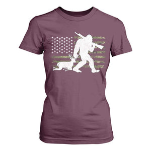 Bigfoot Camo Deer Hunting T Shirt For Women Camo USA Flag Buck Season Sasquatch TS10 Maroon Print Your Wear