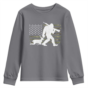Bigfoot Camo Deer Hunting Youth Sweatshirt Camo USA Flag Buck Season Sasquatch TS10 Charcoal Print Your Wear
