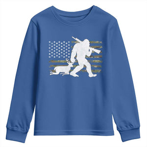 Bigfoot Camo Deer Hunting Youth Sweatshirt Camo USA Flag Buck Season Sasquatch TS10 Royal Blue Print Your Wear