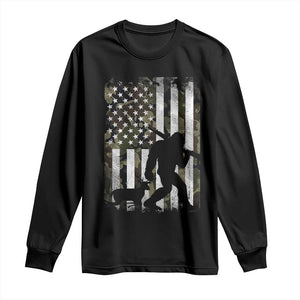 Bigfoot Deer Hunting Long Sleeve Shirt Camo US Flag Deer Elk Buck Hunting Hunter Dad TS10 Black Print Your Wear