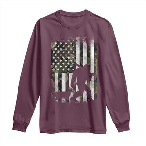 Bigfoot Deer Hunting Long Sleeve Shirt Camo US Flag Deer Elk Buck Hunting Hunter Dad TS10 Maroon Print Your Wear