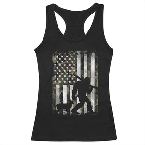 Bigfoot Deer Hunting Racerback Tank Top Camo US Flag Deer Elk Buck Hunting Hunter Dad TS10 Black Print Your Wear
