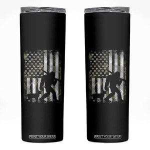 Bigfoot Deer Hunting Skinny Tumbler Camo US Flag Deer Elk Buck Hunting Hunter Dad TS10 Black Print Your Wear