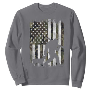 Bigfoot Deer Hunting Sweatshirt Camo US Flag Deer Elk Buck Hunting Hunter Dad TS10 Charcoal Print Your Wear