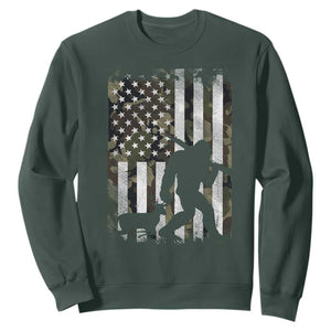 Bigfoot Deer Hunting Sweatshirt Camo US Flag Deer Elk Buck Hunting Hunter Dad TS10 Dark Forest Green Print Your Wear