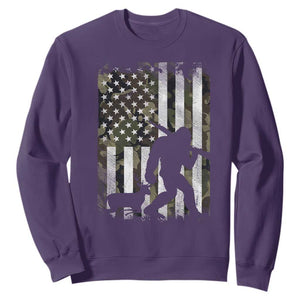 Bigfoot Deer Hunting Sweatshirt Camo US Flag Deer Elk Buck Hunting Hunter Dad TS10 Purple Print Your Wear