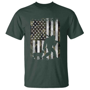 Bigfoot Deer Hunting T Shirt Camo US Flag Deer Elk Buck Hunting Hunter Dad TS10 Dark Forest Green Print Your Wear