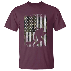 Bigfoot Deer Hunting T Shirt Camo US Flag Deer Elk Buck Hunting Hunter Dad TS10 Maroon Print Your Wear