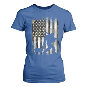 Bigfoot Deer Hunting T Shirt For Women Camo US Flag Deer Elk Buck Hunting Hunter Dad TS10 Royal Blue Print Your Wear
