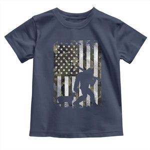 Bigfoot Deer Hunting Toddler T Shirt Camo US Flag Deer Elk Buck Hunting Hunter Dad TS10 Navy Print Your Wear