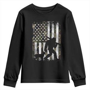Bigfoot Deer Hunting Youth Sweatshirt Camo US Flag Deer Elk Buck Hunting Hunter Dad TS10 Black Print Your Wear