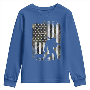 Bigfoot Deer Hunting Youth Sweatshirt Camo US Flag Deer Elk Buck Hunting Hunter Dad TS10 Royal Blue Print Your Wear
