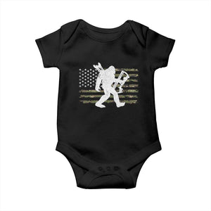 Bow Hunting Archer Bigfoot Baby Onesie Sasquatch Camo US Flag Hunter Dad TS10 Black Print Your Wear