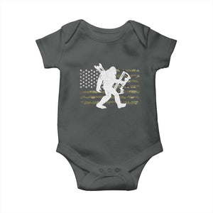 Bow Hunting Archer Bigfoot Baby Onesie Sasquatch Camo US Flag Hunter Dad TS10 Dark Heather Print Your Wear
