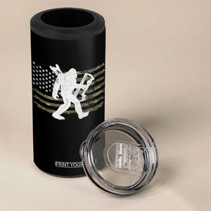Bow Hunting Archer Bigfoot 4 in 1 Can Cooler Tumbler Sasquatch Camo US Flag Hunter Dad TS10 Print Your Wear